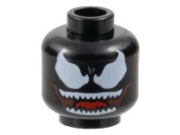 LEGO part Minifigure, Head Alien Large White Eyes and Wide Dark Red Open Mouth Smile with Sharp Teeth Parted and Red Tongue Pattern - Hollow Stud 3626pb2346