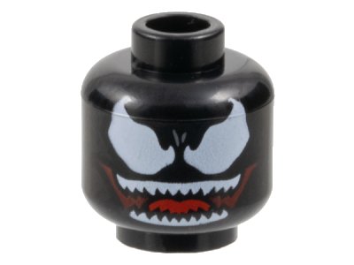 LEGO part Minifigure, Head Alien Large White Eyes and Wide Dark Red Open Mouth Smile with Sharp Teeth Parted and Red Tongue Pattern - Hollow Stud (3626pb2346)