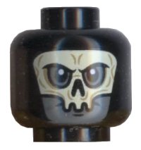 LEGO part Minifigure, Head Alien with White HP Death Eater Skull Mask Pattern - Hollow Stud 3626pb2438