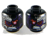 LEGO onderdeel Minifigure, Head Dual Sided Dark Purple Highlights Red Eye, Gritted Teeth, Silver Armored Right Side / Silver Armored Left Side Pattern - Hollow Stud 3626pb2542