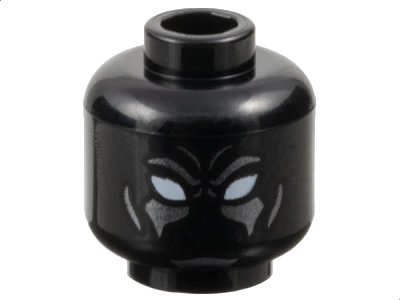 LEGO onderdeel Minifigure, Head Mask with Dark Silver Eyebrows and Cheek Lines, White Eyes, Furrowed Brow Pattern - Hollow Stud (3626pb2575)