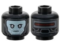 LEGO part Minifigure, Head Alien Balaclava with Light Aqua Face, Light Bluish Gray Eyes, Dark Bluish Gray Lines and Red Light on Back Pattern - Hollow Stud 3626pb3252