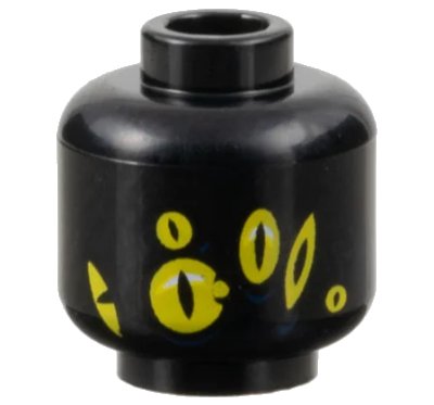 LEGO onderdeel Minifigure, Head Alien Six Yellow Eyes with Slit Pupils Pattern - Vented Stud (3626pb3435)