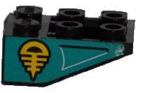 LEGO onderdeel Slope, Inverted 33 3 x 2 with Flat Bottom Pin without Connections between Studs with Black and Yellow Symbol and Air Intake Pattern on Both Sides (Stickers) - Set 8269 3747apb02