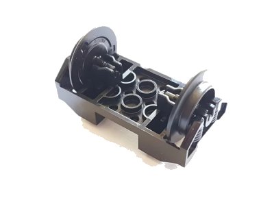 LEGO onderdeel Train Wheel RC, Holder with Pin Slots with 2 Black Train Wheel RC Train with Pins (38339 / 38340) (38339c01)