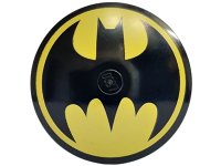 LEGO part Dish 4 x 4 Inverted (Radar) with Solid Stud with Black Bat on Yellow Background Batman Logo (Bat Signal) Pattern 3960pb023