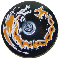LEGO part Dish 4 x 4 Inverted (Radar) with Solid Stud with Dragon Orange and White Pattern 3960pb057