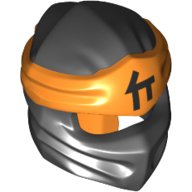 LEGO onderdeel Minifigure, Headgear Ninjago Wrap Type 4 with Molded Orange Headband and Printed Black Ninjago Logogram Letter C Pattern (40925pb08)