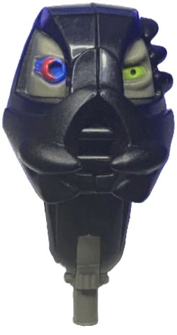 LEGO onderdeel Galidor Head Gorm with Dark Gray Rotation Joint Pin and Eyes Pattern (41398c01pb01)
