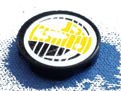 LEGO onderdeel Tile, Round 2 x 2 with Headlamp Yellow and Black Pattern (Sticker) - Set 8250 (4150pb010)
