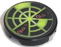 LEGO onderdeel Tile, Round 2 x 2 with Neon Green Radar Type 1 Pattern (Sticker) - Set 7691 4150pb063