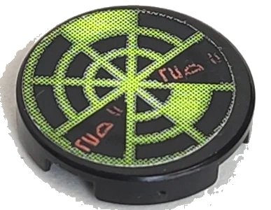 LEGO onderdeel Tile, Round 2 x 2 with Neon Green Radar Type 1 Pattern (Sticker) - Set 7691 (4150pb063)