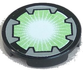 LEGO onderdeel Tile, Round 2 x 2 with White Beam on Light Green Background Pattern (Sticker) - Set 8118 (4150pb068)