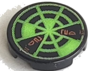LEGO onderdeel Tile, Round 2 x 2 with Neon Green Radar Type 6 Pattern (Sticker) - Set 7692 (4150pb188)