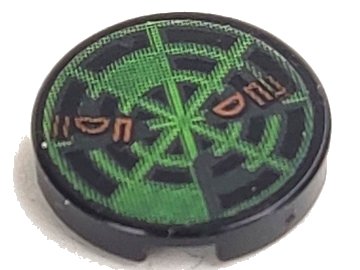 LEGO onderdeel Tile, Round 2 x 2 with Neon Green Radar Type 8 Pattern (Sticker) - Set 7697 (4150pb190)