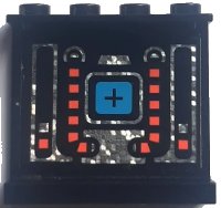 LEGO part Panel 1 x 4 x 3 - Solid Studs with Blue, Red and Silver Space Mechanical Pattern on Inside (Sticker) - Set 6949 4215apb13
