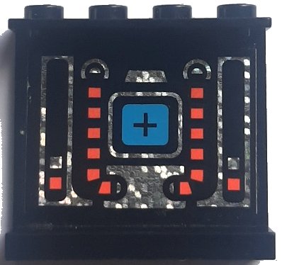 LEGO onderdeel Panel 1 x 4 x 3 - Solid Studs with Blue, Red and Silver Space Mechanical Pattern on Inside (Sticker) - Set 6949 (4215apb13)