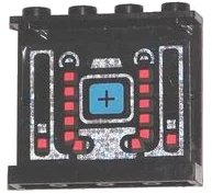 LEGO part Panel 1 x 4 x 3 - Hollow Studs with Blue, Red and Silver Space Mechanical Pattern on Inside (Sticker) - Set 6949 4215bpb58