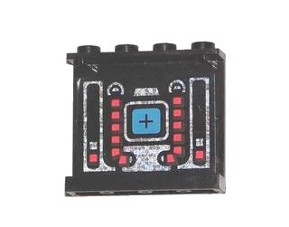 LEGO onderdeel Panel 1 x 4 x 3 with Blue, Red and Silver Space Mechanical Pattern on Inside (Sticker) - Set 6949 (Undetermined Type) (4215pb003)