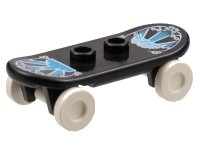 LEGO onderdeel Minifigure, Utensil Skateboard Deck with Medium Blue and White City Skyline Pattern with White Wheels (42511pb06 / 2496) 42511c05pb06