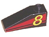 LEGO onderdeel Slope 33 3 x 1 with Yellow Number 8 on Red Stripes Pattern Model Left Side (Sticker) - Set 8818 (4286pb005)