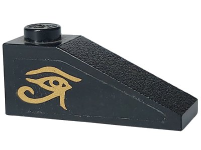 LEGO onderdeel Slope 33 3 x 1 with Gold Egyptian Eye of Horus Pattern on Both Sides (Stickers) - Set 7621 (4286pb011)