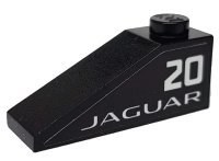 LEGO part Slope 33 3 x 1 with White Number 20 and 'JAGUAR' on Black Background Pattern Model Right Side (Sticker) - Set 76898 4286pb037R