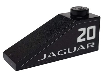 LEGO onderdeel Slope 33 3 x 1 with White Number 20 and 'JAGUAR' on Black Background Pattern Model Right Side (Sticker) - Set 76898 (4286pb037R)