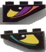 LEGO onderdeel Slope, Inverted 33 3 x 1 with Yellow Eye with Dark Turquoise Stripe Right Pattern, Both Sides Different, Model Right Side (Stickers) - Set 8257 (4287pb002R)