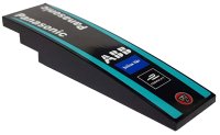 LEGO part Slope, Curved 8 x 2 with Medium Azure Stripes, Panasonic, ABB, Julius Bär, FORMULA E, and Jaguar Logo Pattern (Sticker) - Set 76898 42918pb04
