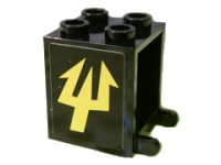 LEGO part Container, Box 2 x 2 x 2 with Yellow Trident (Aquaraiders II) Pattern on Both Sides (Stickers) - Set 7776 4345pb01