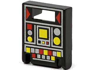 LEGO onderdeel Container, Box 2 x 2 x 2 Door with Slot with Red and Yellow Controls Pattern (4346pb05)