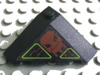 LEGO part Wedge 4 x 4 (Slope 18 Corner) with Dark Red and Lime Circuitry and Skull Pattern (Sticker) - Set 7707 43708pb02R