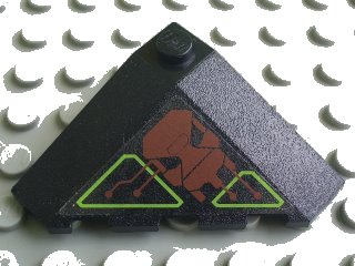 LEGO onderdeel Wedge 4 x 4 (Slope 18 Corner) with Dark Red and Lime Circuitry and Skull Pattern (Sticker) - Set 7707 (43708pb02R)