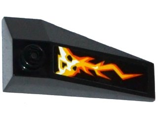 LEGO part Wedge 4 x 2 Triple Left with Cracks, Lava and Black Stones Pattern (Sticker) - Set 70314 (43710pb11)