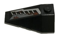 LEGO onderdeel Wedge 4 x 2 Triple Left with Silver Vents and Reddish Brown Splatters Pattern (Sticker) - Set 70228 43710pb20