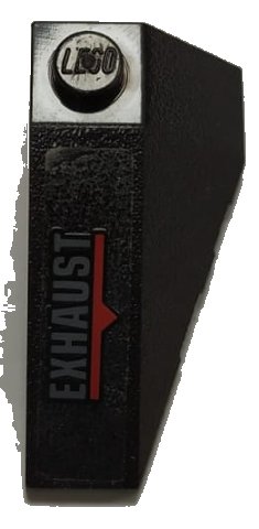LEGO onderdeel Wedge 4 x 2 Triple Left with 'EXHAUST' and Red Stripe Pattern (Sticker) - Set 70908 (43710pb21)