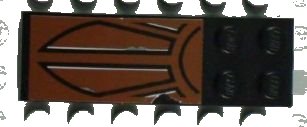 LEGO onderdeel Slope, Curved 6 x 2 with Black Markings and Paint Scratches on Reddish Brown Background Pattern (Sticker) - Set 6210 (44126pb022)
