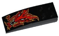 LEGO part Slope, Curved 6 x 2 with Red Dragon Head Pattern (Sticker) - Set 8227 44126pb029