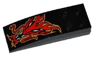 LEGO onderdeel Slope, Curved 6 x 2 with Red Dragon Head Pattern (Sticker) - Set 8227 (44126pb029)