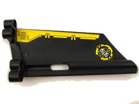 LEGO part Technic, Panel Fairing #20 Large Long, Small Hole, Side A with Yellow Border and Yellow and Silver Machinery Pattern on Inside (Stickers) - Set 8105 44350pb014
