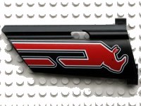 LEGO onderdeel Technic, Panel Fairing #21 Large Long, Small Hole, Side B with Red Rhino Head Pattern (Sticker) - Set 8285 44351pb009