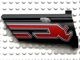 LEGO onderdeel Technic, Panel Fairing #21 Large Long, Small Hole, Side B with Red Rhino Head Pattern (Sticker) - Set 8285 (44351pb009)