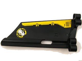 LEGO onderdeel Technic, Panel Fairing #21 Large Long, Small Hole, Side B with Yellow Border and Yellow Circle and Silver Robot Head Pattern on Inside (Stickers) - Set 8105 (44351pb014)