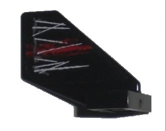 LEGO onderdeel Tail Shuttle, Small with Space Police 3 White Damage and Red Stripe Pattern on Right Side (Sticker) - Set 5970 (44661pb008)