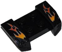 LEGO part Vehicle, Mudguard 2 x 4 with Headlights Overhang with Orange and Red Flames on Black Background Pattern on Both Sides (Stickers) - Set 8148 44674pb23