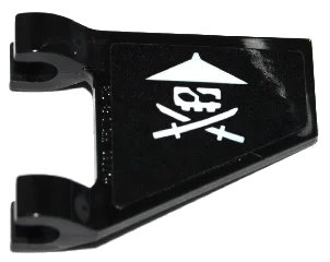 LEGO onderdeel Flag 2 x 2 Trapezoid with White Ninja Skull with Crossed Swords Pattern on Both Sides (Stickers) - Sets 70593 / 70602 (44676pb029)