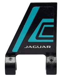 LEGO part Flag 2 x 2 Trapezoid with Medium Azure Stripes and White 'JAGUAR' Pattern Model Right Side (Sticker) - Set 76898 44676pb049R