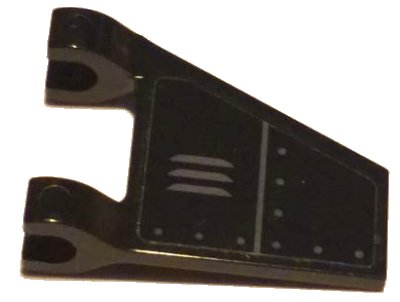 LEGO onderdeel Flag 2 x 2 Trapezoid with Dark Bluish Gray Air Vent, Line and Rivets Pattern Model Left Side (Sticker) - Set 70668 (44676pb071L)