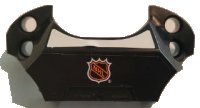 LEGO part Sports Hockey Chest Protector with NHL Logo on Black Background and White Stripe Pattern (Stickers) - Set 3543 44791pb04